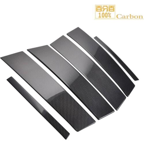 100% Real Dry Carbon Fiber Pillar window Trim Covers 6pcs for Alfa Romeo Giulia