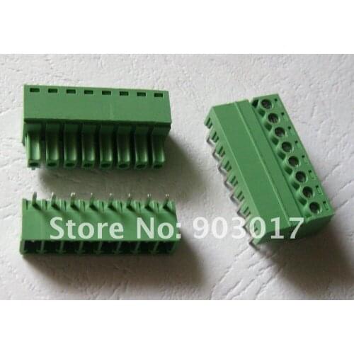 100 pcs Angle 8pin/way Pitch 3.5mm Screw Terminal Block Connector Green Color Pluggable Type with angle pin