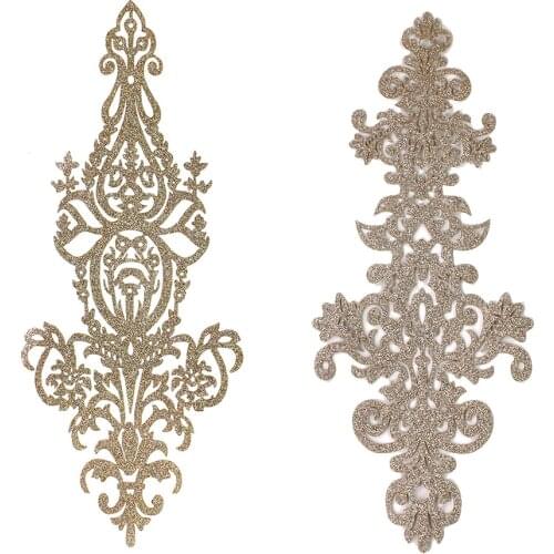 20pieces Gold Iron on Patches Applique Transfer Scrapbooking Stickers Embellishment Sewing Accessories for Clothes TH1064