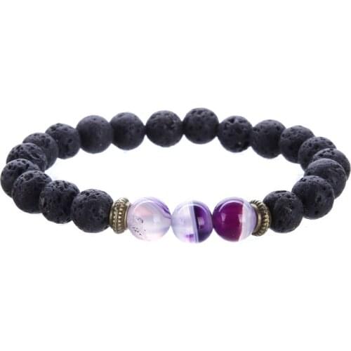 2018 Fashion 8MM Natural Stone Lava Bracelets For Women Multicolor Agates Beaded Yoga Stretch Bracelets