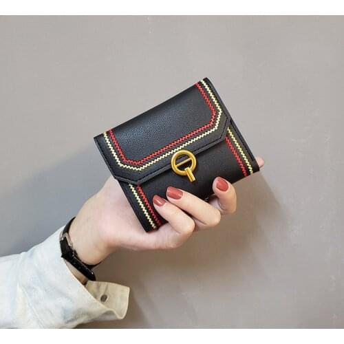 2021 Fashion Women Short Wallets Solid Color PU Leather Mini Purse Lady Notecase Pocket Purse Card Holder Female Money Bag