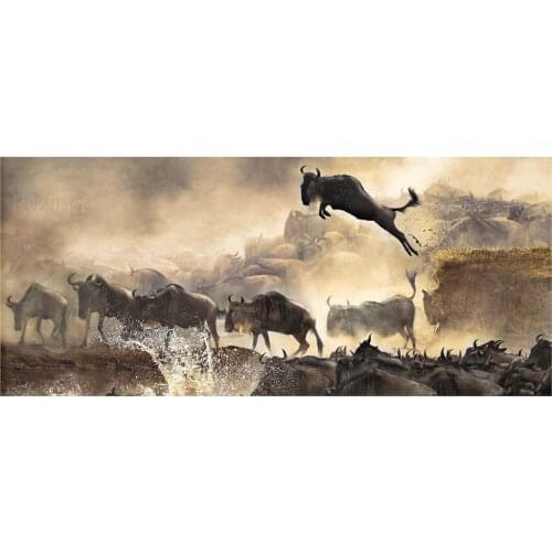 5D DIY Diamond embroidery wildebeests migration safari home decor Diamond Painting Cross Stitch Rhinestone Mosaic decoration