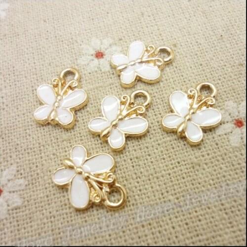 9 pcs Butterfly Beautiful Pendant KC gold plated Enamel Zinc Alloy Fit Bracelet Necklace DIY Metal Jewelry Findings