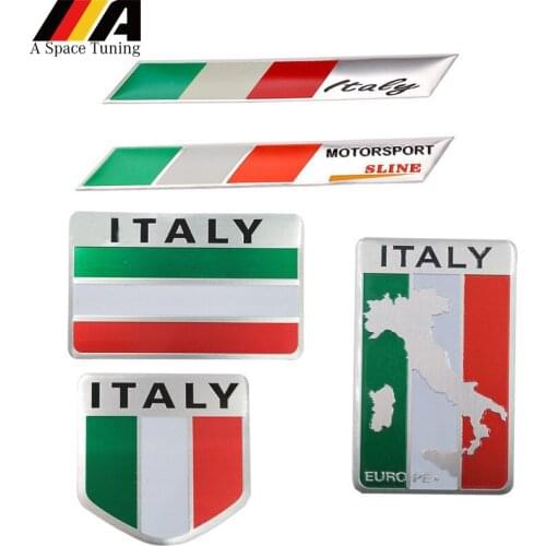 3D Aluminum Italy Flag Emblem Badge Car Fender Sticker Decal Accessories For Toyota Honda Audi Opel Ford BMW Suzuki VW Skoda Kia