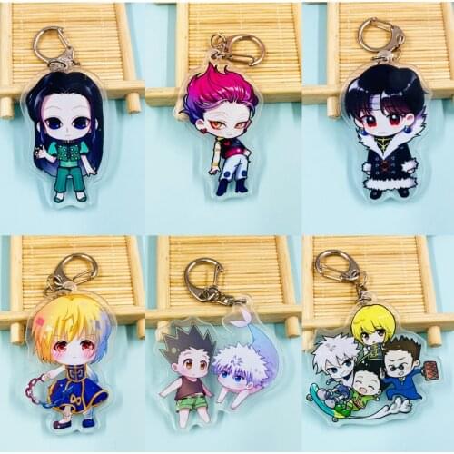 Anime HUNTER X HUNTER Acrylic Figure Keychain Keyring Hisoka Zoldyck Gon Freecss double-sided pendant Key Ring Toy Gift