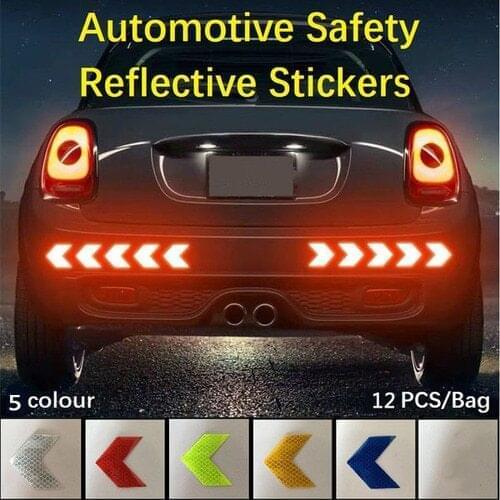 Automotive Safety Reflective Stickers,Arrow Super Reflective Safety Sticker,5 Color and 12PCS/Bag