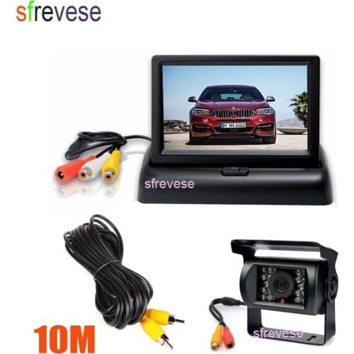 4.3" Car LCD Foldable Monitor Rear View Kit + Waterproof 18 LED IR Night Vision Car Reversing Parking Backup Camera Assistant