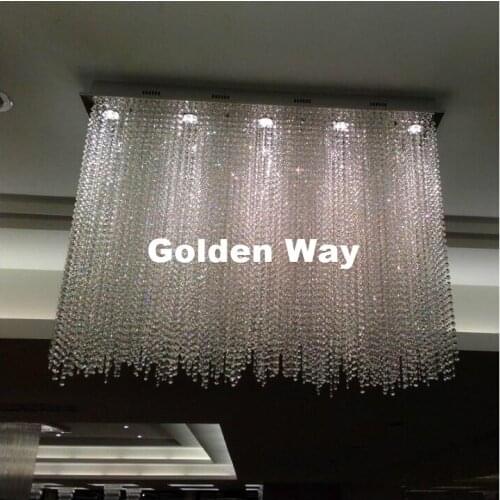 Free Shipping L80cm W30cm GU10 AC Crystal Chandelier Modern Living Room Kroonluchter Lamparas De Cristal LED Pendant Lighting