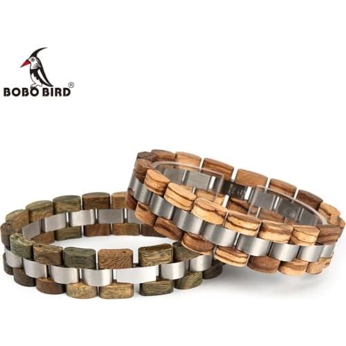 BOBO BIRD Fashion Wood Bracelet Men Women Wooden Band Bangles Best Gift S04/S05