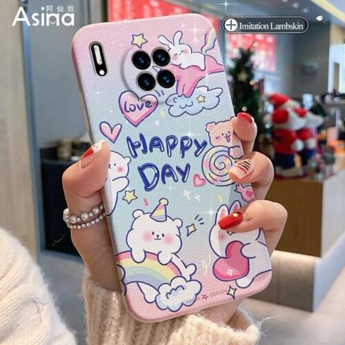 ASINA Imitation Lambskin Case For Huawei Mate 40 30 Pro Silicone Edge Cute Cover For Huawei Honor 30 Pro Fashion Bumper Capa