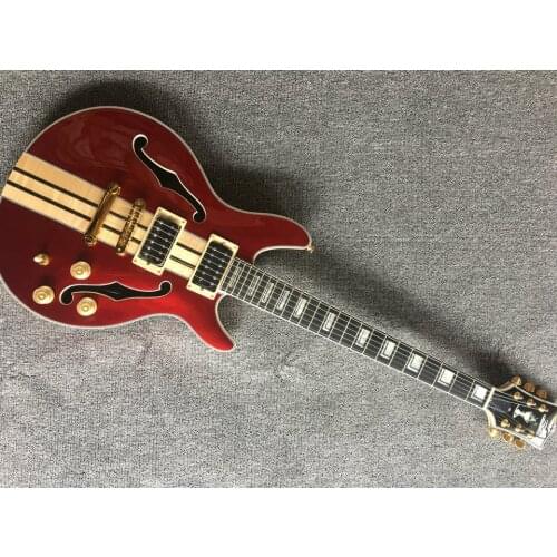 Cutom F hollow body jazz Electric Guitar, neck through body gitaar,ebony fingerboard guitarra.Real photos in stock