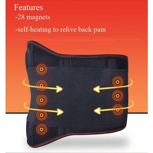 Black Adjustable Tourmaline Self-Heating Magnetic Waist Belt Lumbar Brace Support Back Waist Brace Strap Pain Relieve
