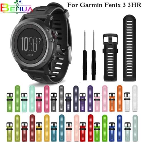 Colorful Silicone wrist Strap Watchband 26mm Width Outdoor Sport Replacement watchband for Garmin Fenix 3 3 HR Fenix 5X Strap