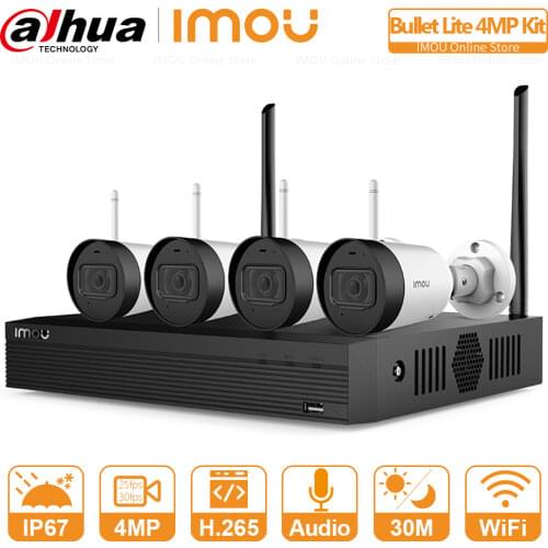 Dahua Wireless NVR kits IP67 outdoor 4MP QHD Security camera system Video surveillance set Audio Reception 30 meter night vision