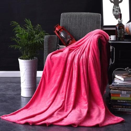 Home Textile Flannel Blanket Super Warm Soft Blankets Throw on Sofa/Bed/Plane Travel Patchwork Solid Bedspread Winter Brick Red