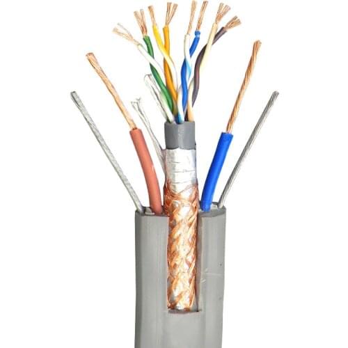 Elevator Shielded Cable cat5e for Ethernet with Double Power Line and Steel Wire Elevator Traveling Network Monitoring Wire