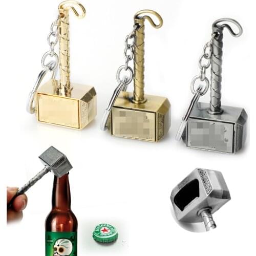 Movie Toys Pendant Keychain Hammer Shape Multi-function Beer Bottle Openers Enamel Keyring Jewelry Alloy Car Key Chain Trinket