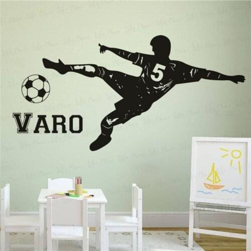 Custom Football Player Wall Art Decal Boys Kids Bedroom Decor Customized Name Number Vinyl Wall Stickers Decorative Wall Poster