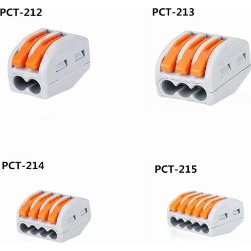 Type 10pcs 222-412(PCT212)/413/415 Universal Compact Wire Wiring Connector Conductor Terminal Block With Lever 0.08-2.5mm2