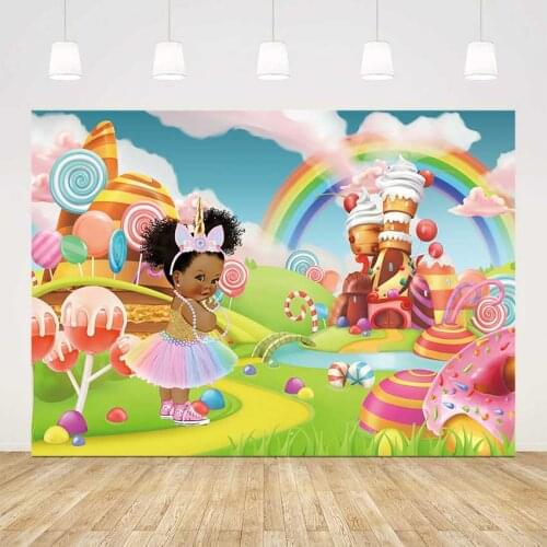 Girl candy world photography backdrop its a girl baby shower party decoration colorful sweet candy photo booth backgrounds