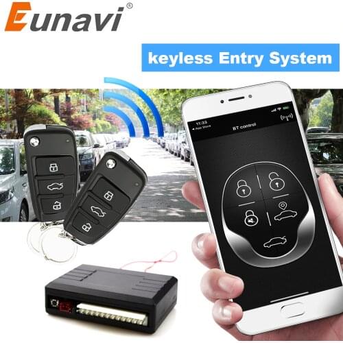 Eunavi Universal Car Auto BT Remote Central Control kit Keyless Entry System LED Keychain Central Door Lock Locking Vehicle 321