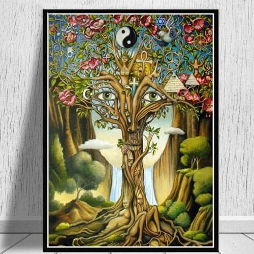 Full drill square round diamond painting mosaic Psychedelic Yin Yang Tree rhinestone pictures diamond embroidery FF3598