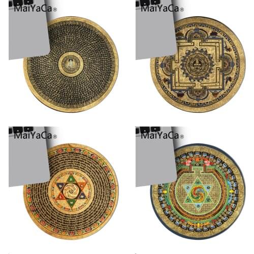 MaiYaCa Indian mandala with the Om symbol in the centre round Mousepad gaming Mouse pad For Notebook 20x20cm gamer desk pad