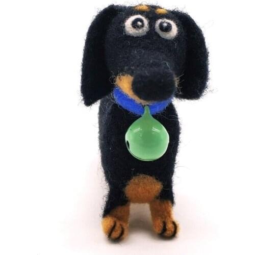 Mini Dog Needle Felting Kits, Needles, Finger Guards, Foam Mat, Instructions, DIY Craft Gift for Beginner, Height (7cm)