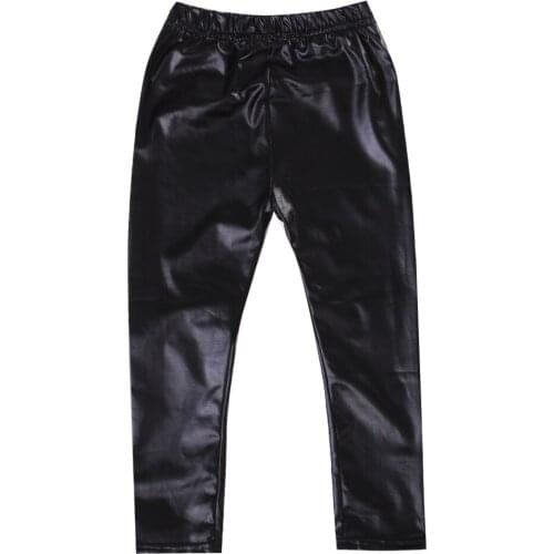 Fashion 2017 Grils leggings Black faux leather slim children leggings Baby kids High elasticity pants leggings 1-8Y
