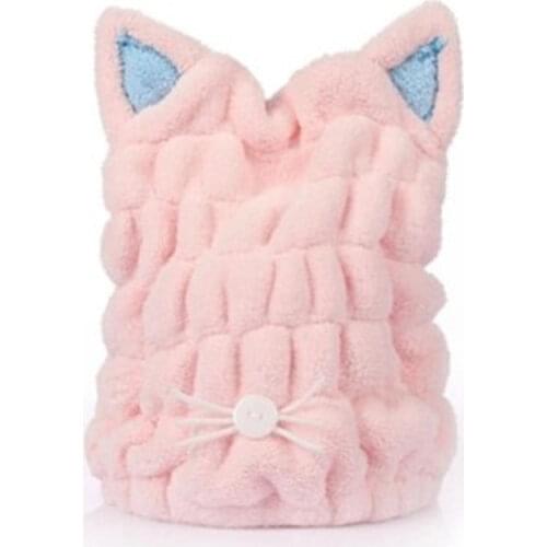 Lovely Cat Soft Drying Towel Bath Strong Absorbing Quick Dry Hair Hat Cap Microfiber Shower Coral Velvet Hair Drying Wrap Towel