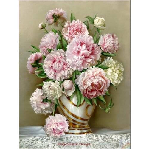 Needlework for embroidery DIY French DMC high Quality - Counted Cross Stitch Kits 14 Oil painting Peony Flowers 1-3