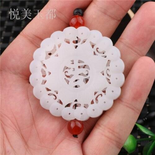 Natural Green Hetian white Jades Pendant 3D Carved JIXIANG Pendants Women or Mens Amulet Nephrite Jades Jewelry