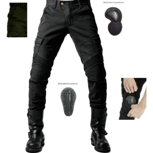 2021 NEW Motorcycle Riding Jeans Anti-fall Pants Protective Pants 06 Black Green Send Protective Gear Men