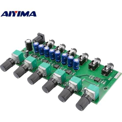 AIYIMA Stereo Audio Signal Mixer Board Headphone Driver Power Amplifier Mixing 3.5MM Jack 2 Way Input 4 Way Output DC5-12V