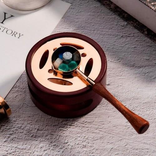 Retro Wax Seal Melting Furnace Solid Wood Oven Furnace Wax Pot Beads Sticks Heater Wax Warmer Decorative Craft for Candle Stamp