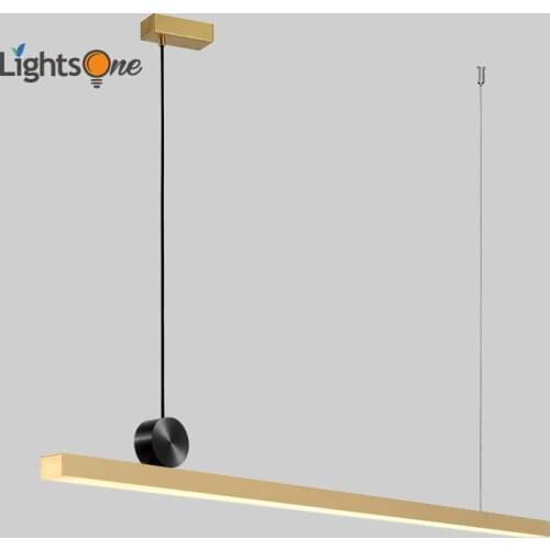 Geometric strip pendant lamps restaurant Nordic post-modern minimalist designer light luxury copper creative pendant light