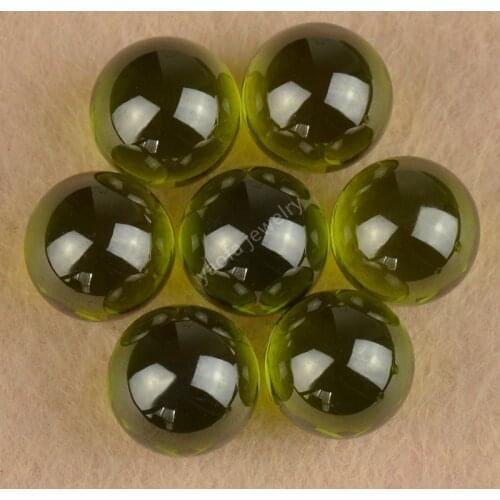 Sale 3~12mm 5A Olive Green No Hole Beads Cubic Zircon Stone Loose Lab Grown Gems Peridot CZ Round Cabochon Beads For Jewelry