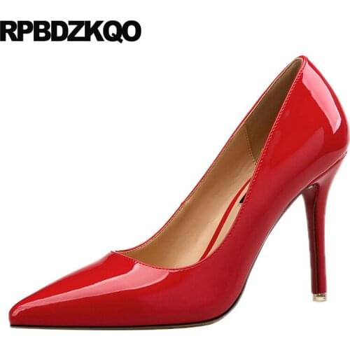Scarpin china slip on 3 inch red black size 4 34 pointed toe thin designer stiletto casual pumps 33 ladies high heels shoes 2019