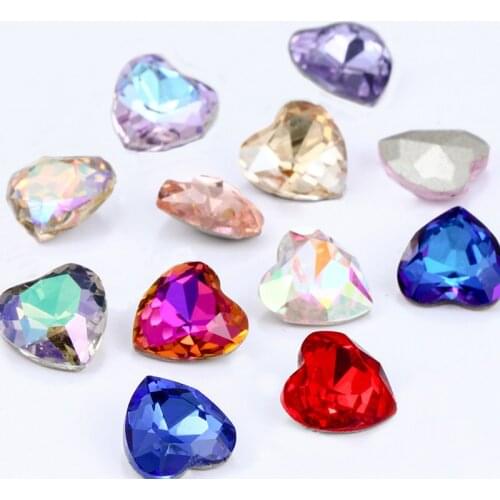 Heart Fancy Stone glass crystal rhinestones for needlework point Back crystal stones strass sticker gems crystal for clothes