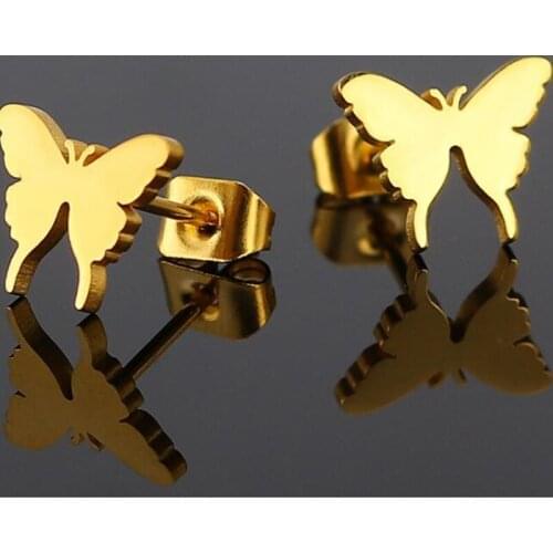 1 Pair Punk Stainless Steel Stud Earring Men Push Back 0.8mm Fashion Butterfly Earring Barbell Body Piercing Jewelry