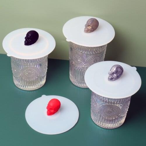 Silicone Cup Cover Skull Shape Dustproof Leak Proof Drinking Cup Lid Reusable Cover Seal Lid For Coffee Mug Glass Cup Kitchen