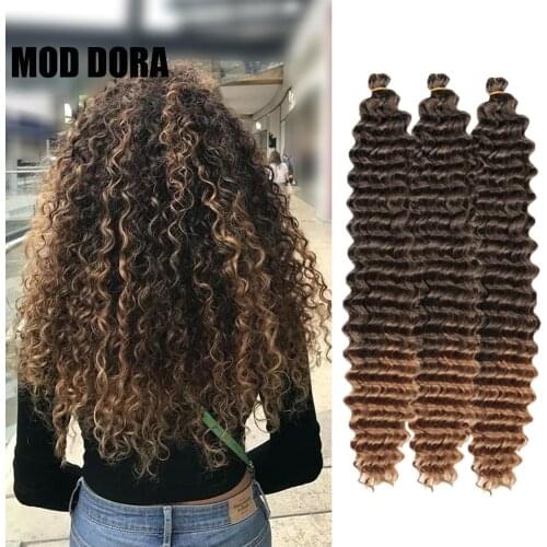 Synthetic Deep Wave Crochet braid Hair Long Water Wave Hair Braids Twist Curly Ombre Brown Blonde Hair Extensions