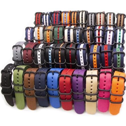 Heavy-Duty Military Nylon Strap for ZULU NATO Style Watch Replacement Wristband with Black Ring Buckle 41 Colors Optional
