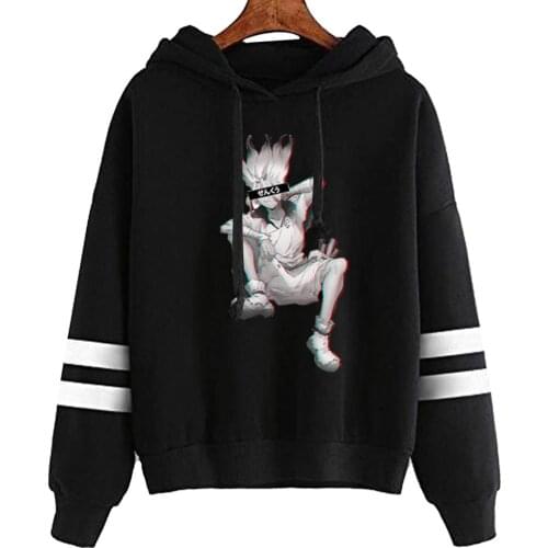 Hoodie Sweatshirt Anime Dr.STONE Print Hoodie Men Harajuku Cool Ishigami Senku Streetwear Winter Unisex Sweatshirts Male