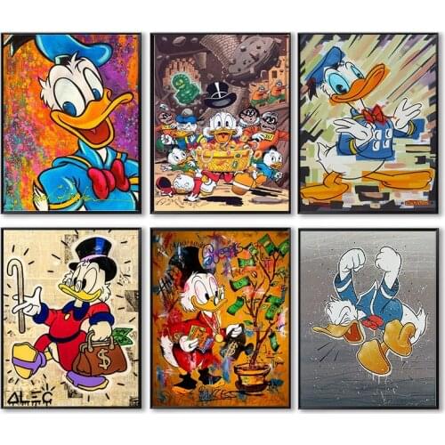 Street Graffiti Art Disney Donald Duck Canvas Painting Poster and Prints Wall Art Pictures For Childrens Room home Decoration