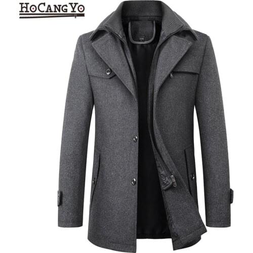 Winter Men Woolen Coat Plus Size 5XL Smart Casual Jackets Mens Wool Warm Coat Daddy Outwear Slim Long Thick Mens Winter Overcoat