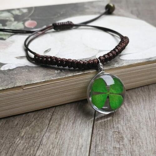 1PC New Fashion Women Bracelets Glass Ball Woven Bracelet Real Dried Flower Weave Bracelet Bangle Real Dandelion Seed Bracelets