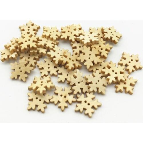 1000pcs Natural Wood Snowflake Buttons 18mm Sewing Accessories Christmas 2 Holes Button Embellishments