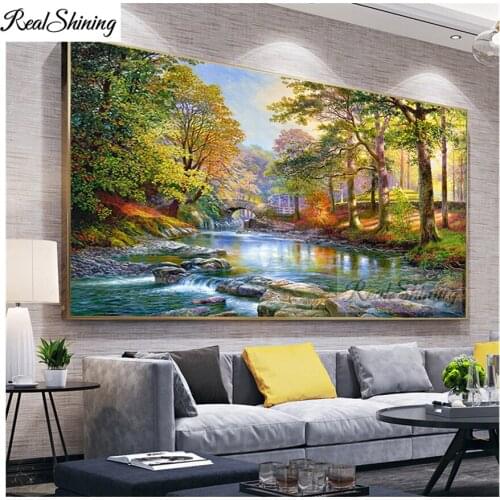 100x50cm Forest River 5d Diamond Painting full square/round Diamond Embroidery natural landscape diy handmake cross Stitch F480