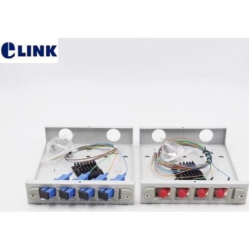 2pcs 4core fiber optic termination box full installed SC FC pigtail&adapter SPCC MINI patch panel ftth distribuion ELINK